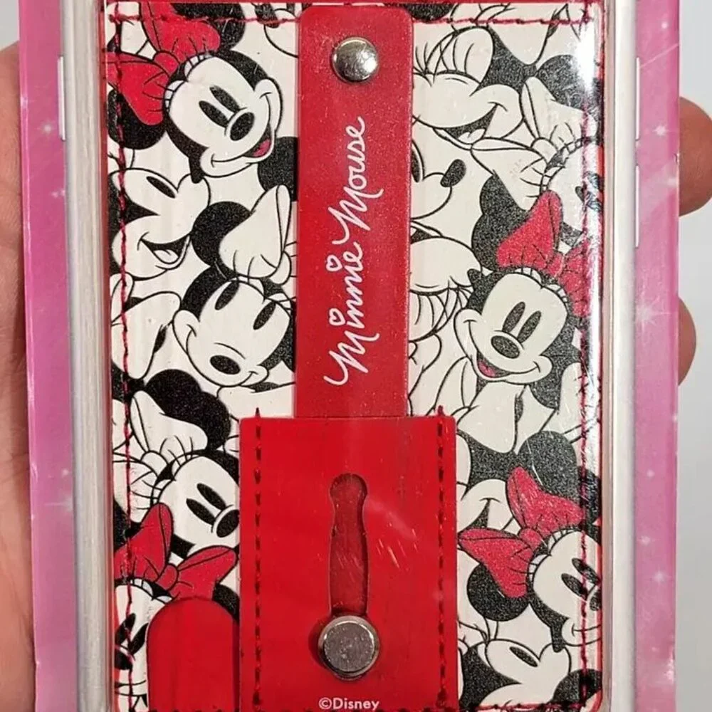 Disney Minnie Mouse Red Universal Phone‎ vegan leather Wallet Grip Kickstand NW